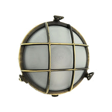 Load image into Gallery viewer, Discus Brass bulkhead Round outdoor waterproof light Nautical marine wall lamp Industrial light polished Brass
