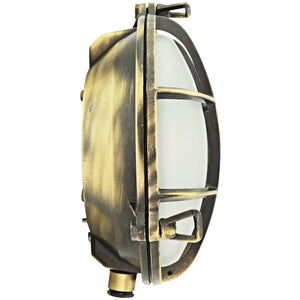 Discus Brass bulkhead Round outdoor waterproof light Nautical marine wall lamp Industrial light polished Brass
