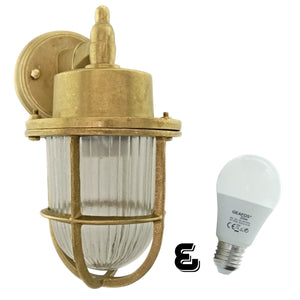 Brootzo Lyon 10W LED Brass Bulkhead Wall Sconce Outdoor Indoor lamp Light Nautical Marine Wall lamp Industrial Vintage Light