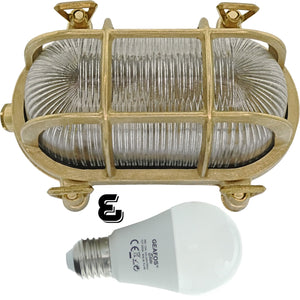 Gloria Brass Bulkhead Oval Outdoor Waterproof lamp Light Nautical Marine Boat Wall lamp Industrial Vintage Light