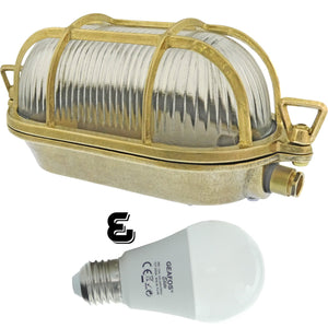 Brootzo Moth 10W LED Brass Bulkhead Oval Outdoor Waterproof lamp Light Nautical Marine Wall lamp Industrial Vintage Light E27