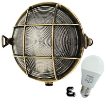 Load image into Gallery viewer, Rotterdam Brass Bulkhead Round Outdoor Waterproof lamp Light Nautical Marine Wall lamp Industrial Vintage Light LED
