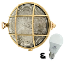 Load image into Gallery viewer, Rotterdam Brass Bulkhead Round Outdoor Waterproof lamp Light Nautical Marine Wall lamp Industrial Vintage Light LED
